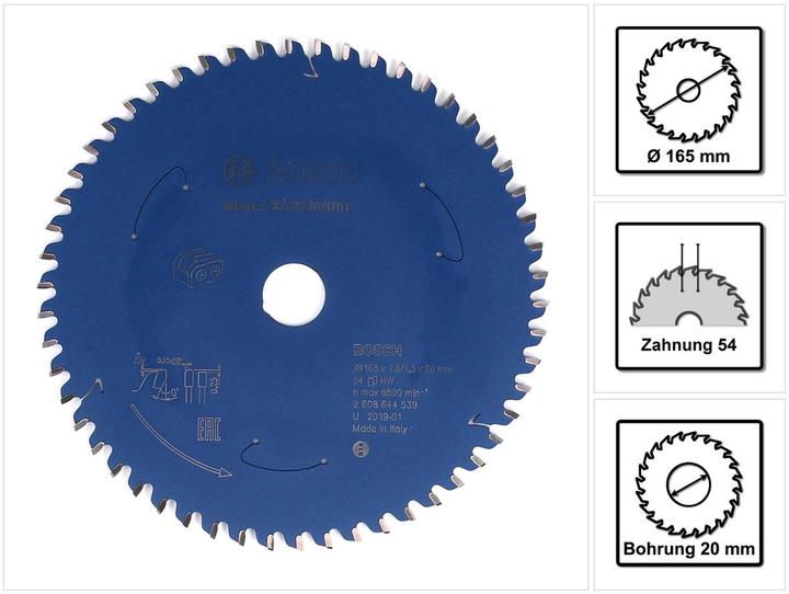 Produktbild Bosch Professional Zubehör Akku-Kreissägeblatt Expert for Aluminium, 165 x 1,8/1,3 x 20, 54 Zähne
