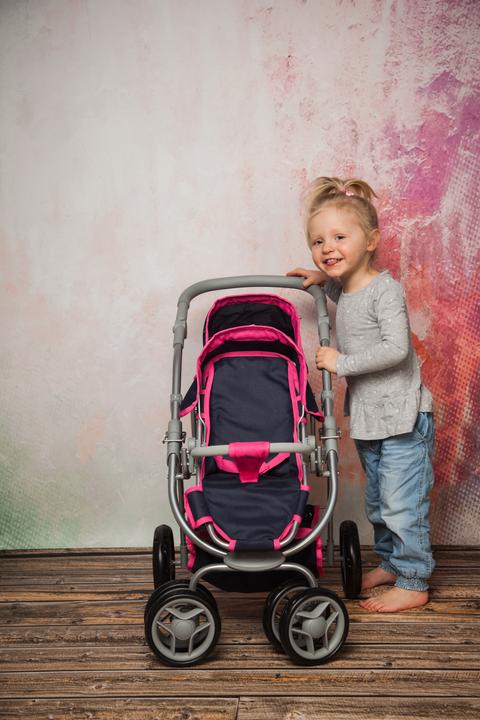 Produktbild Knorrtoys Zwillingspuppenwagen Milo - flying hearts blue pink