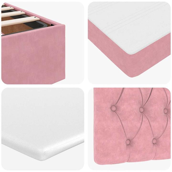 Produktbild VidaXL Ottoman-Bett mit Matratzen Rosa 200x200 cm Samt (200 x 200 cm)