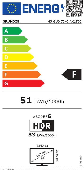Energie-Label Grundig 43GUB7340 (43", LED, UHD)