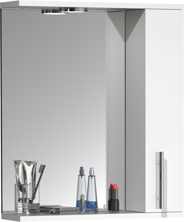 Actual product image VCM Bathroom Mirror Wall Mirror 50 cm Wall Mirror Mirror Cabinet Bathroom Revolving Door Lighting (50 x 14 x 60 cm)