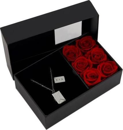 Produktbild TOP Personalisierbare Halskette Briefumschlag silber in Rosenbox