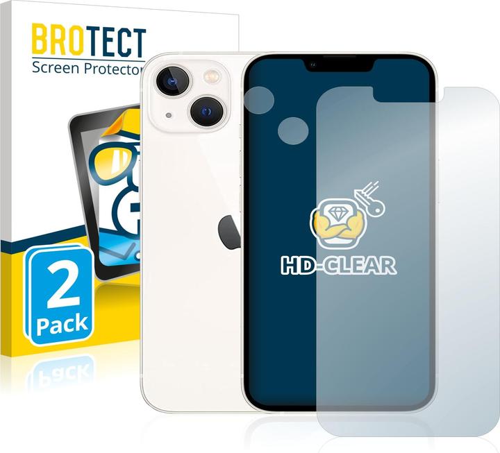 BROTECT Schutzfolie Displayschutz Klar (2 Stück, Apple iPhone 13)