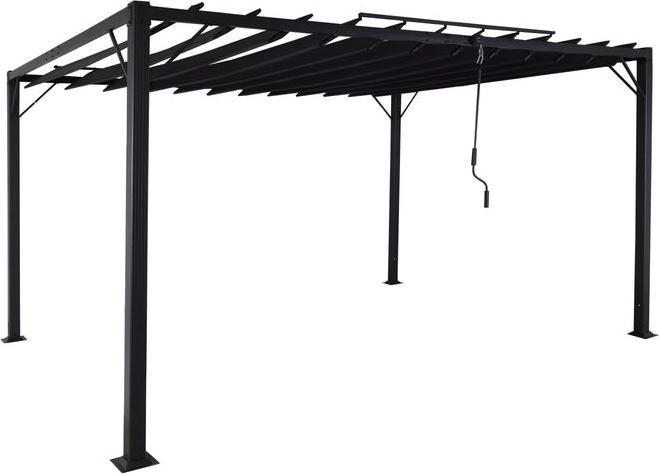 Immagine prodotto Mendler Pergola HWC-L40, padiglione a doghe, telaio in alluminio da 8 cm tessuto/tessuto, 3x4m antracite (388 cm, 295 cm)