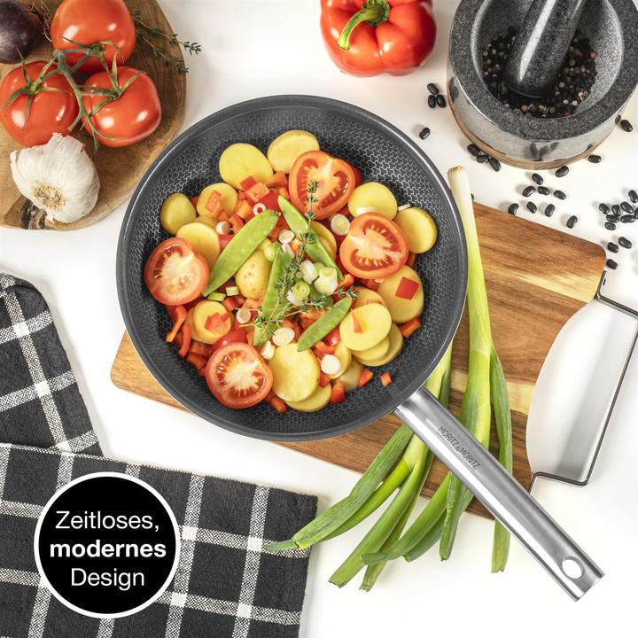 Immagine prodotto Moritz & Moritz Padella a nido d'ape in acciaio inox da 24 cm con rivestimento ceramico di ultima generazione (Set di pentole e padelle da cucina, Acciaio inossidabile)