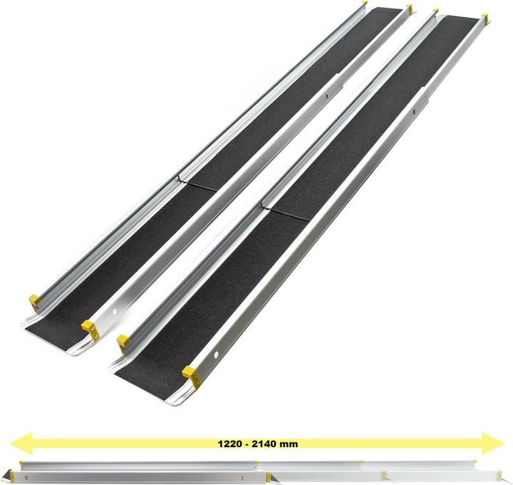 Produktbild Wiltec 2x Auffahrrampe Teleskop Rampe 270kg klappbar Aluminium Laderampe Auffahrschiene