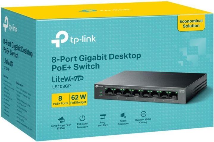 Produktbild TP-Link LS108GP 8-Port Gigabit Desktop Switch with 8-Port PoE+ (8 Ports)
