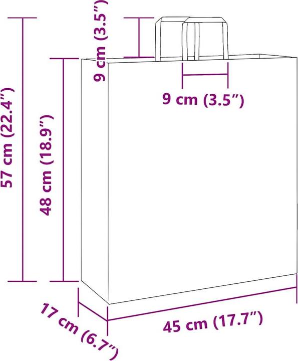 Produktbild VidaXL Kraftpapiertüten 50 Stk. mit Henkel Braun 45x17x48 cm Papiertüte (Geschenktüte, 50 x)