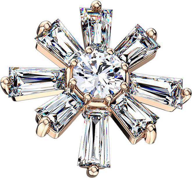 Produktbild Star Piercing Dermal Anchor rosegold Kristallblume lang (Chirurgenstahl 316L, Messing)