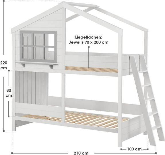 Actual product image Juskys Children's loft bed dream house with roof & ladder (90 x 200 cm)