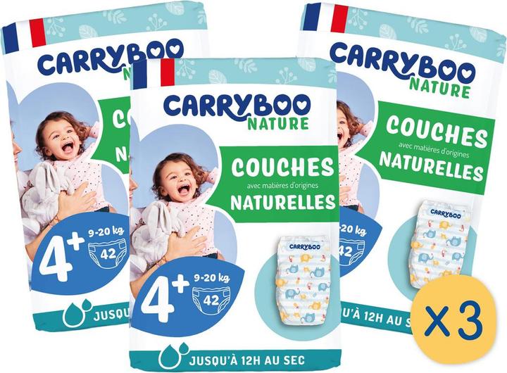 Produktbild Carryboo Ökologische Windeln T4+ (9-20kg) (Gr. 4+, 126 Stück)