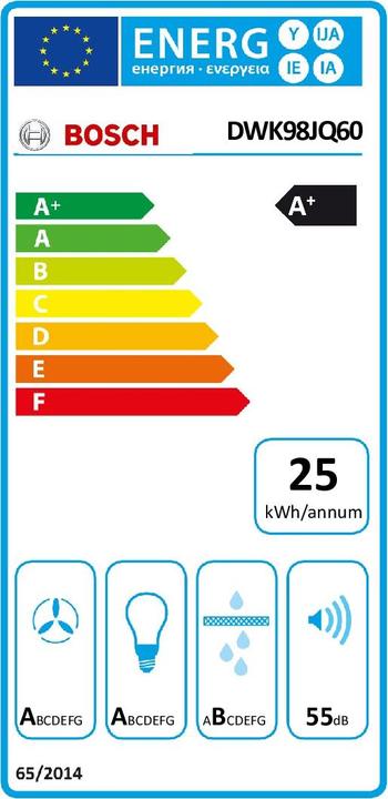 Label énergétique Bosch Hausgeräte Dwk98jq60 (Hotte murale)