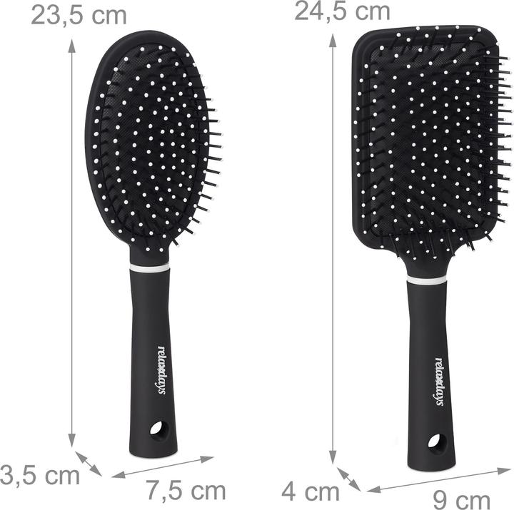 Actual product image Relaxdays Hairbrushes Set of 4, Travel Bag