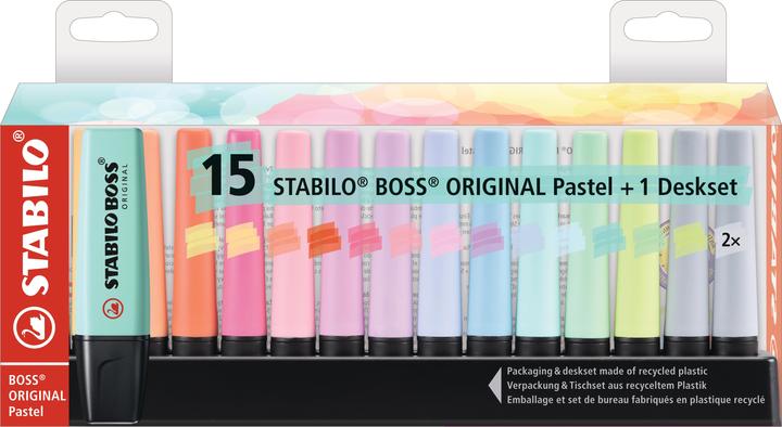 STABILO Highlighter BOSS ORIGINAL Pastel (Sorted, 5 mm, 15 x)