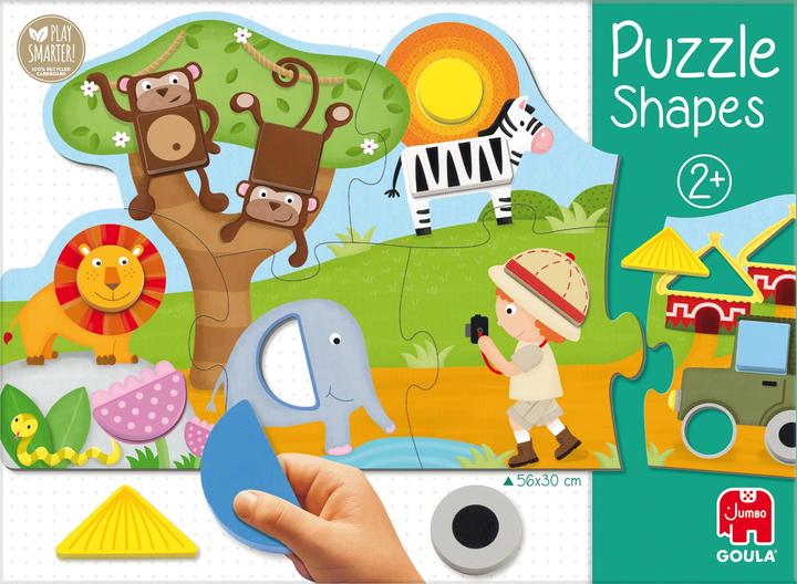 Actual product image Goula Puzzle Shapes Safari 6 pieces plus 13 geometric shapes, 56x30 cm, from 2 yrs. (6 pieces)