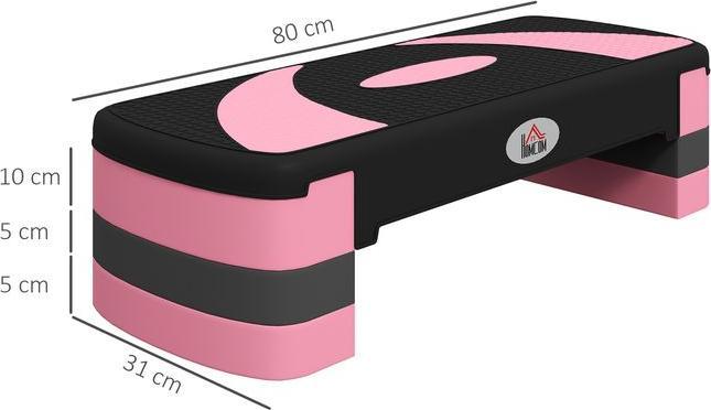 Actual product image Swisshandel24 Aerobic stepper, height-adjustable, 80x31x10/15/20cm, up to 150 kg, black/pink/grey