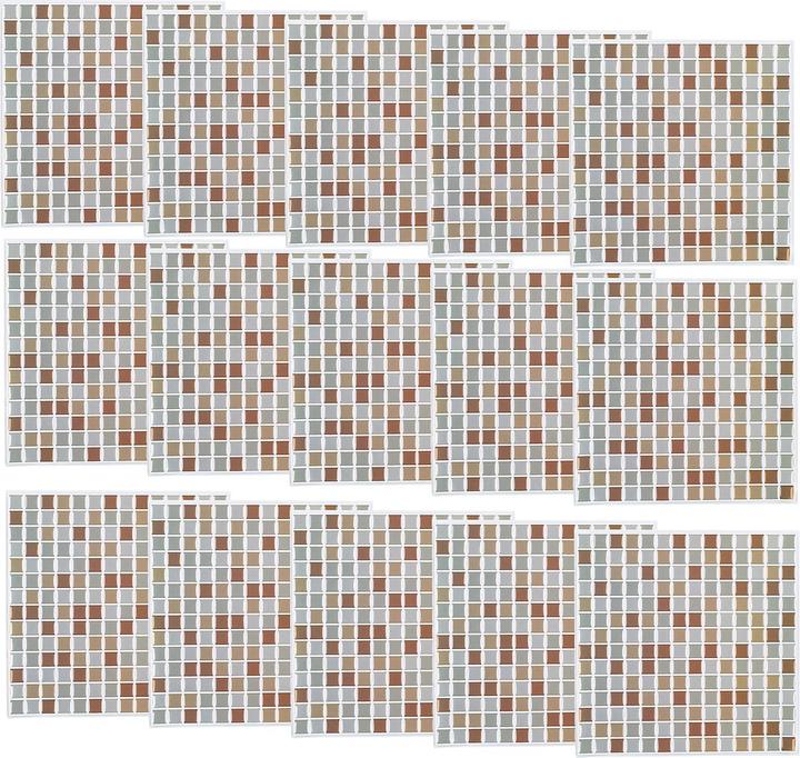 Produktbild Infactory Selbstklebende 3D-Mosaik-Fliesenaufkleber "Bronze" - 15er-Set (26 x 26 cm)