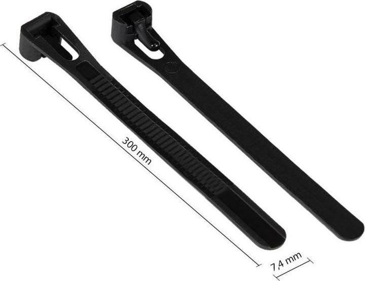 Produktbild Varia SO-37897 - Wiederverwendbarer Kabelbinder 300 x 7,4 mm, schwarz, -40°C bis +80°C, 100 Stück (Kunststoffkabelbinder, 300 mm, 100 Stk.)