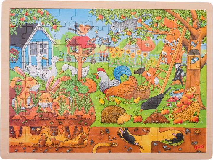 Goki Wooden puzzle - Life in the garden (96 pieces)