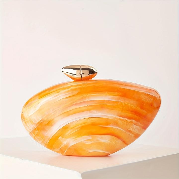 Actual product image Only-Bags.Store Elegant marble bag with magnetic fastening and detachable chain - vintage-inspired evening bag