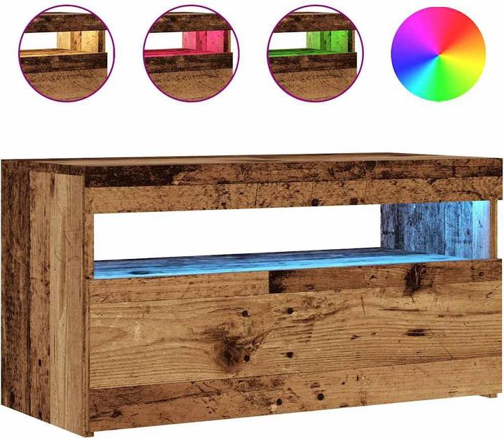 Actual product image VidaXL TV Schrank Lowboard Fernsehschrank Fernsehtisch LED 2 Stk. Altholz-Optik (75 x 35 x 40 cm)