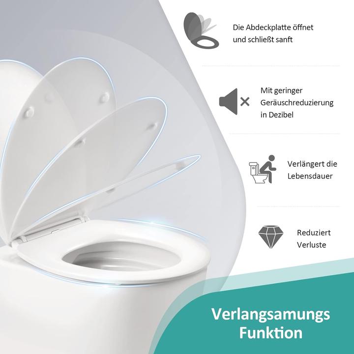 Actual product image Emke Soft-Close Toilet Seat, O-shape, Removable, Supports up to 200kg, White