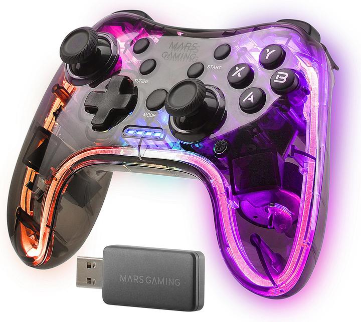 Image du produit Mars Gaming Manette De Jeu Sans Fil Mgp-24 RGB (Transparent) (Xbox 360, Mac, PS4, Android, PS3, PC)