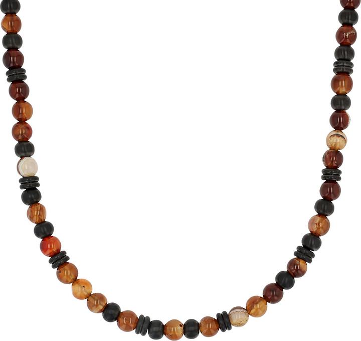 S.Oliver Halsschmuck für Herren, Edelstahl, Steel Beads, Achat (Edelstahl, 5 cm)