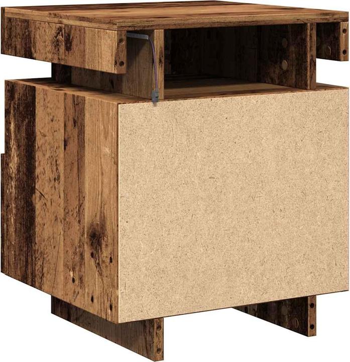 Immagine prodotto VidaXL Comodino con luci LED in legno antico 40x39x48,5 cm