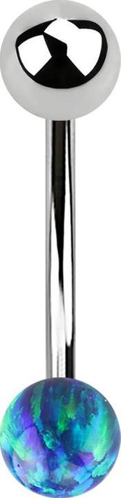 Image du produit Star Piercing Micro banane argentée avec boule et boule opale bleue (sans laiton, Acier chirurgical 316L)