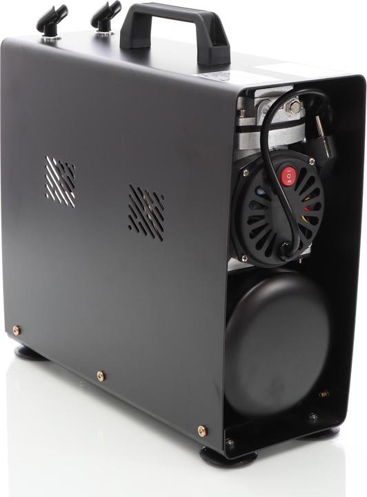 Actual product image Wiltec Airbrush Compressor AF196AW 6 bar Two-Cylinder Piston Compressor with 2-stage Switch and Air Tank