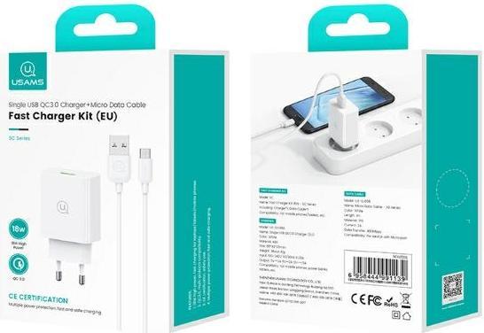 Produktbild Usams Zestaw szybkiego ład. Micro 2a 1m Fast Charging biały/white SC series(CC083) (18 W)
