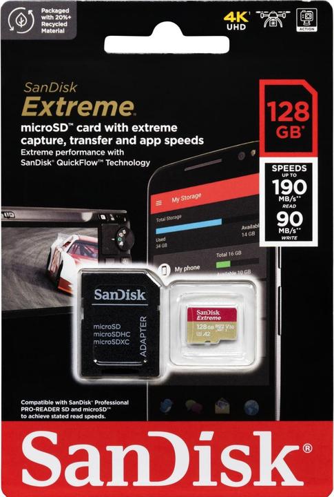 Image du produit SanDisk Extreme UHS-I V30 (128 Go, microSDXC, U3, UHS-I)