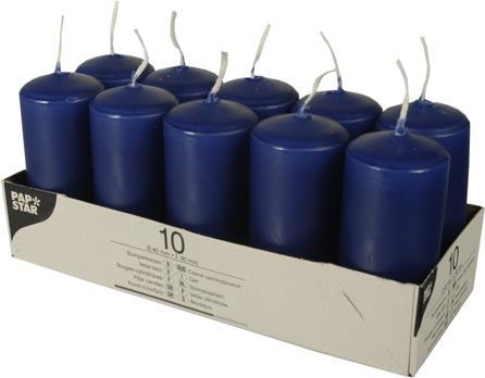 Papstar Bougies, 40 mm, bleu foncé, paquet de 10 Diamètre : 40 mm, Hauteur : 90 mm, Durée de combustion : (10 pcs)