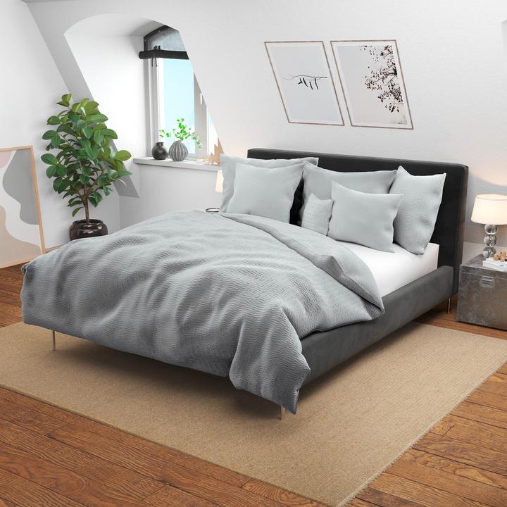 Immagine prodotto Lotus Bettwaren Biancheria da letto in raso Seersucker uni (Copripiumino, 240 x 240 cm)