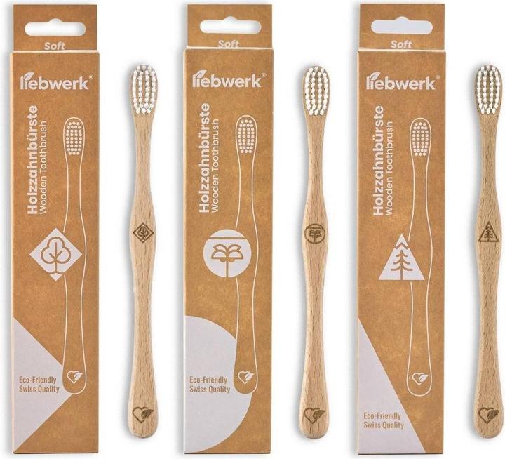 Immagine prodotto Liebwerk Spazzolino da denti in legno Foglia morbida (Morbido, 1 x)