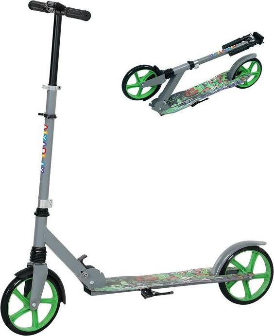 Swisshandel24 Kinderroller mit Verstellbare Lenkerhöhe, klapppbar, 2 Grossen Rädern, grün