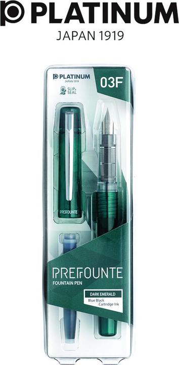 Produktbild Platinum Prefounte Dark Emerald, F Eternal Füllfederhalter, in Kunststoffverpackung, Blister, grün (Dark Emerald, 1 x)