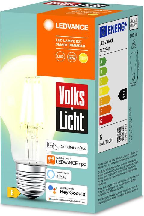 Produktbild Ledvance Volkslicht (E27, 6 W, 806 lm, 1 x, E)
