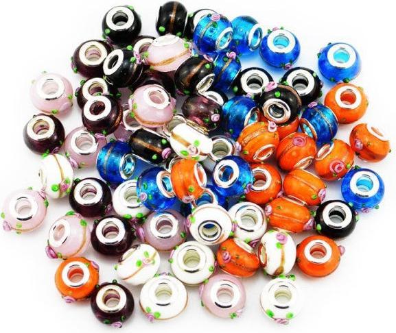 Produktbild Hermex Glas Bead versilbert 925 - Silbrig Orange (Glas-Kombination, Silber-925-Oberfläche und eine Metalllegierung)