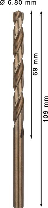 Produktbild Bosch Professional Zubehör PRO Stainless Steel HSS-Co Spiralbohrer, 6.8 x 69 x 109 mm (6.8 mm)