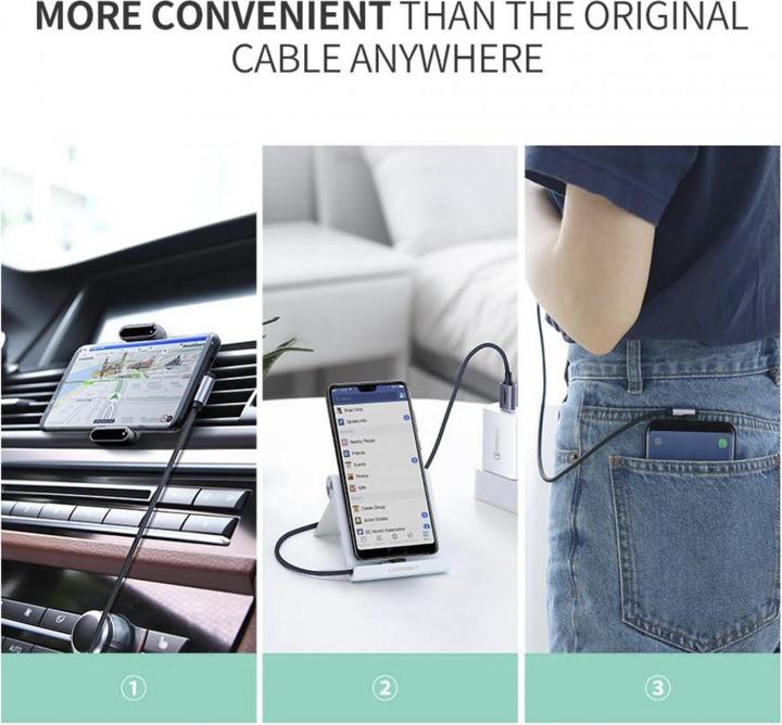 Image du produit Ugreen Câble de données USB-C coudé vers USB-A 2.0 A (2 m, USB 2.0)