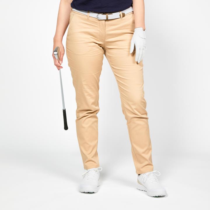 Inesis Women's Golf Chino Cotton Trousers - MW500 Beige