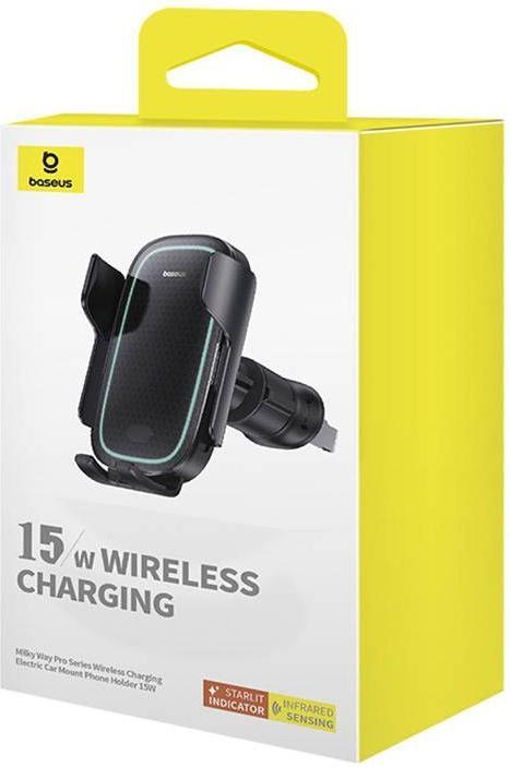 Actual product image Baseus Wireless Charging Car Mount MilkyWay Pro 15W (black)