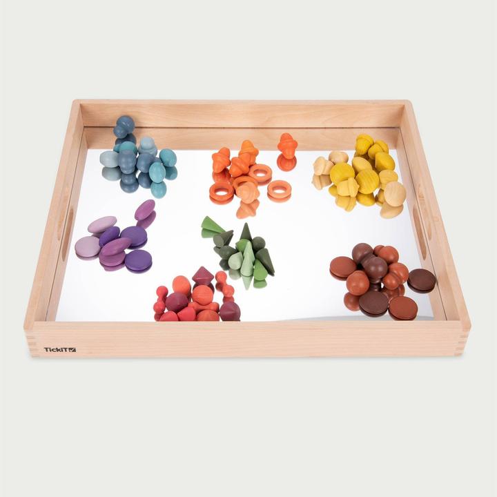 Image du produit TickiT Boîte plateau en bois avec base miroir (Français, Allemand, Anglais, Italien)