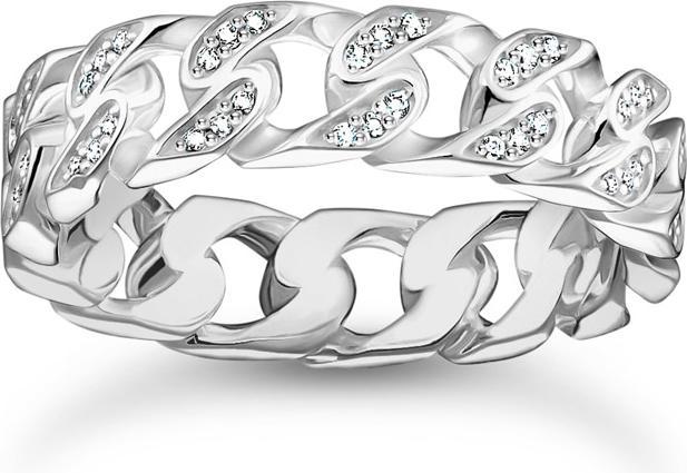 Immagine prodotto Thomas Sabo Ring Kettenglieder weisse Steine schmal Silber (50, 925 Argento)