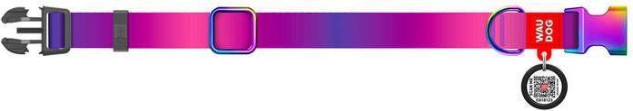Produktbild Collar Waudog gradient nylon dog with QR code, purple, size XL (XL, Hund, Allgemein)