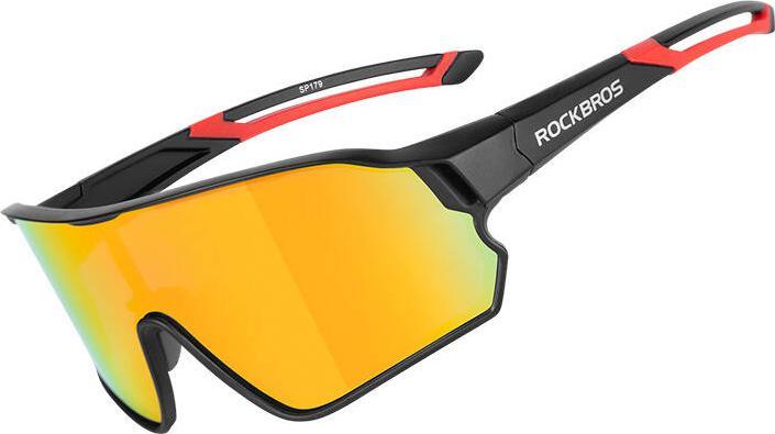 Immagine prodotto Rockbros Occhiali da ciclismo polarizzati 10135R (rosso) (Nero Rosso, Rosso)