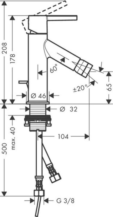 Image du produit Axor Mitigeur monocommande pour bidet STARCK DN 15 m HGri m ZAG 1 1/4" chr