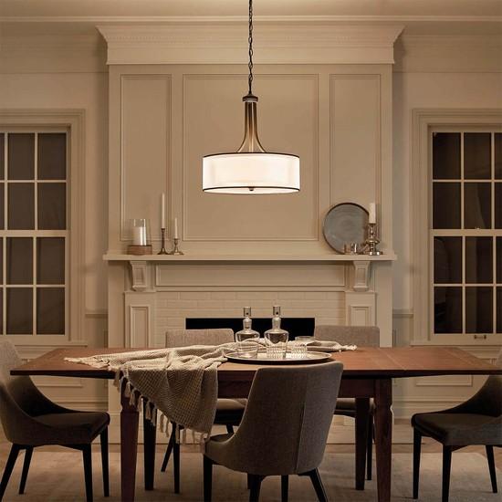 Productafbeelding Elstead Lighting Lacey hanglamp E27 4-voudig missie brons licht omber, aardkleur, metallic frosted (E27)